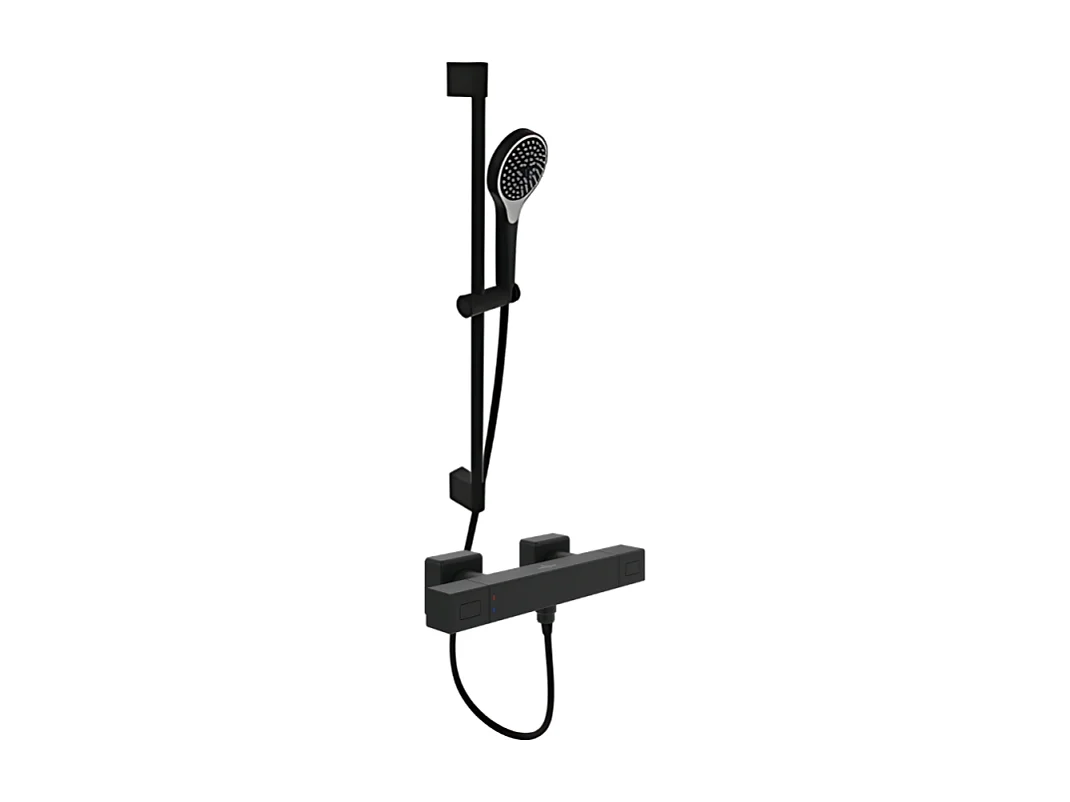Mitigeur douche thermostatique VILLEROY ET BOCH Universal rectangle+ Ensemble de douche Verve Showers noir mat