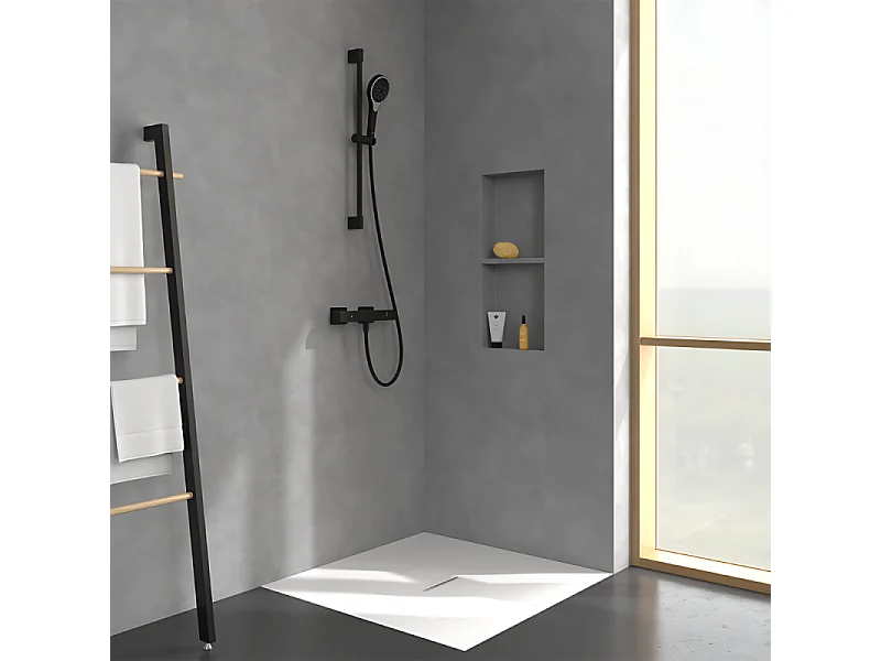 Mitigeur douche thermostatique VILLEROY ET BOCH Universal rectangle+ Ensemble de douche Verve Showers noir mat