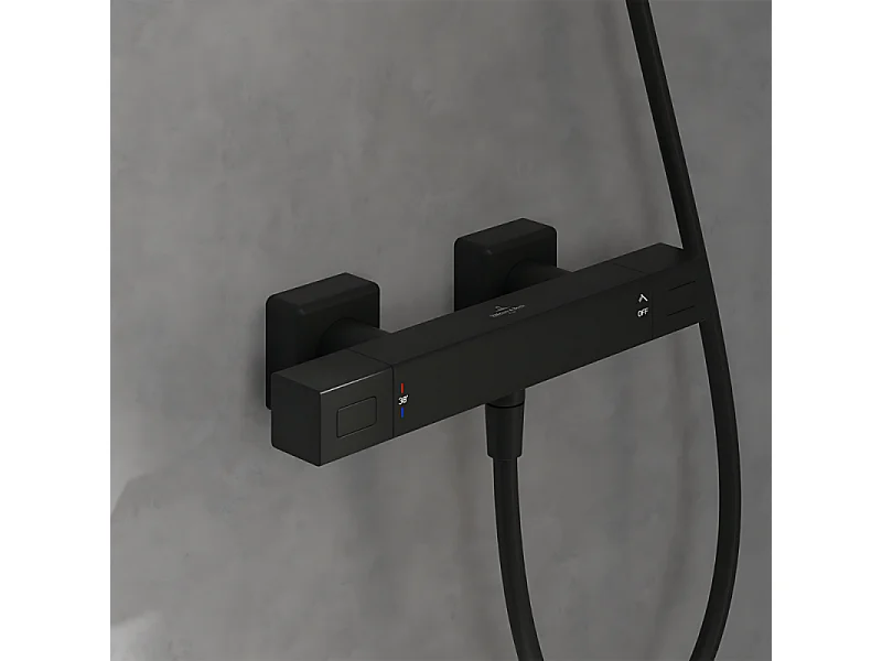 Mitigeur douche thermostatique VILLEROY ET BOCH Universal rectangle+ Ensemble de douche Verve Showers noir mat