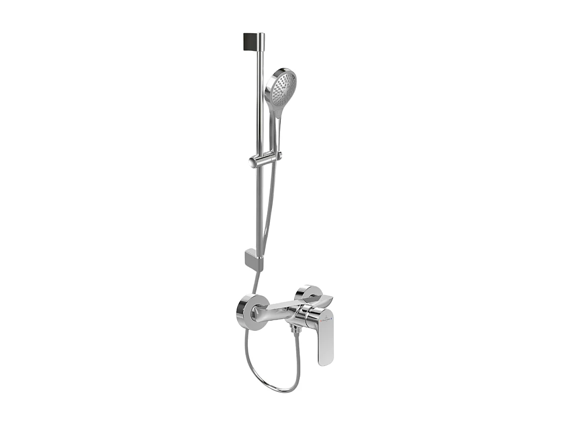 Mitigeur mécanique douche VILLEROY ET BOCH O.novo Chrome + Ensemble de douche VILLEROY ET BOCH Verve Showers 3 jets Chrome