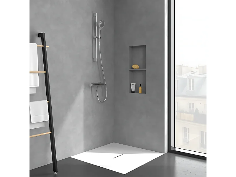 Mitigeur mécanique douche VILLEROY ET BOCH Loop & Friends Chrome + Ensemble de douche VILLEROY ET BOCH Verve Showers 3 jets Chrome
