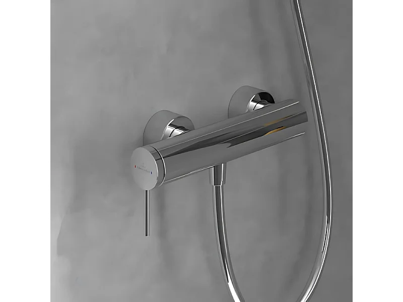 Mitigeur mécanique douche VILLEROY ET BOCH Loop & Friends Chrome + Ensemble de douche VILLEROY ET BOCH Verve Showers 3 jets Chrome