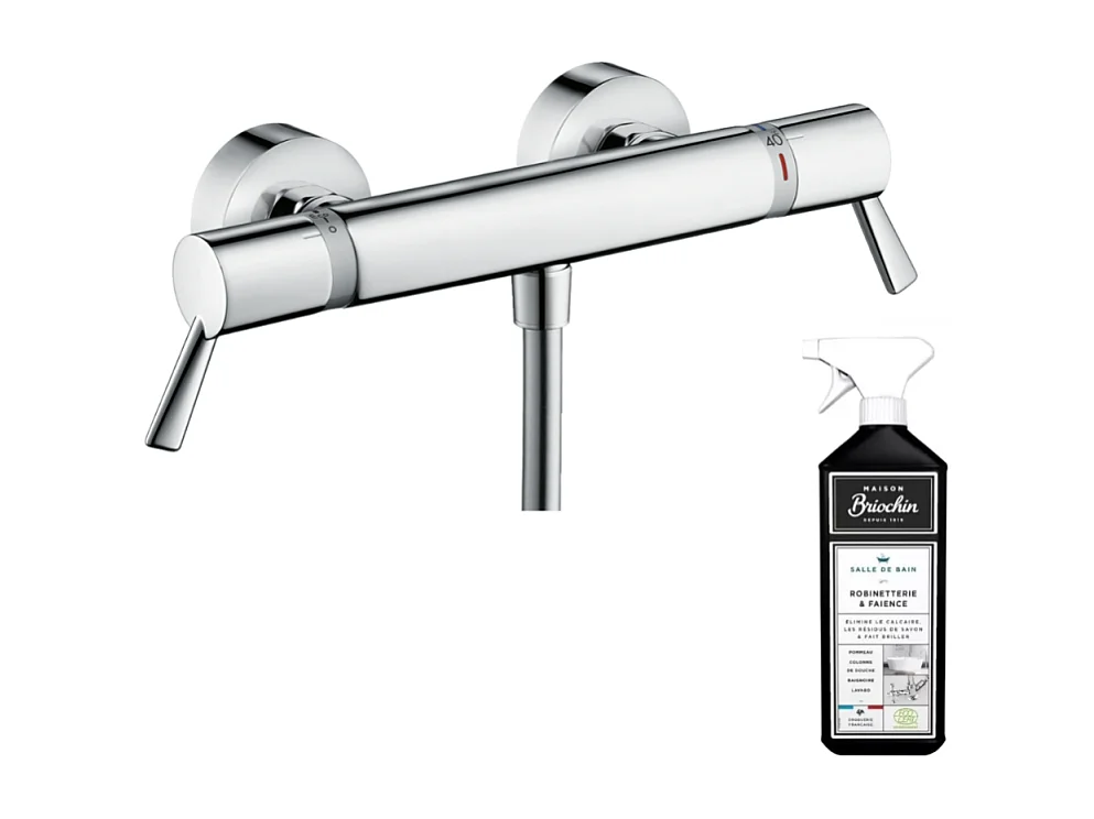 Mitigeur douche thermostatique HANSGROHE Ecostat Comfort Care chromé + nettoyant Briochin