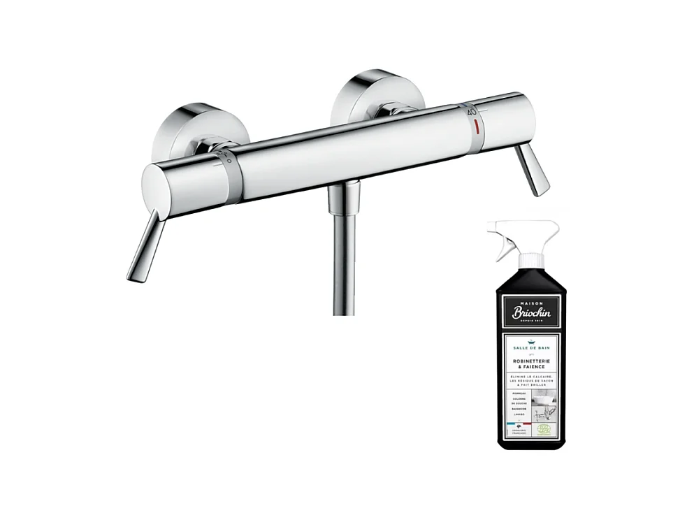 Mitigeur douche thermostatique HANSGROHE Ecostat Comfort Care chromé + nettoyant Briochin