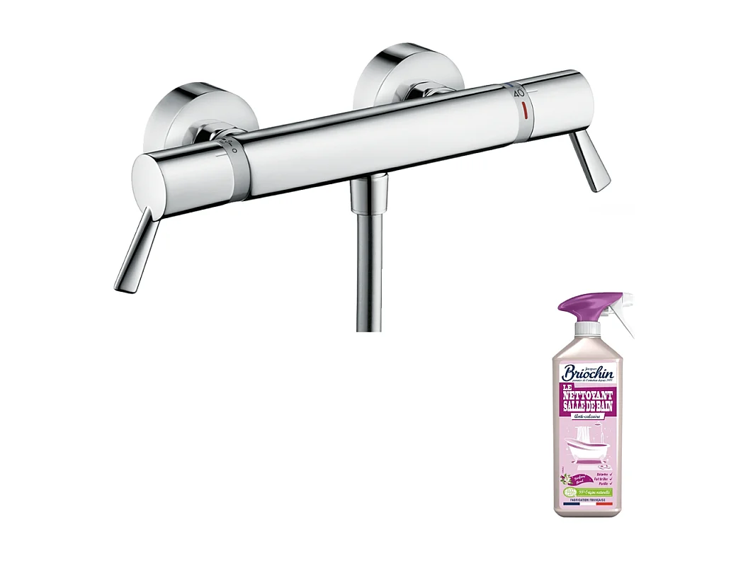 Mitigeur douche thermostatique HANSGROHE Ecostat Comfort Care chromé + nettoyant Briochin