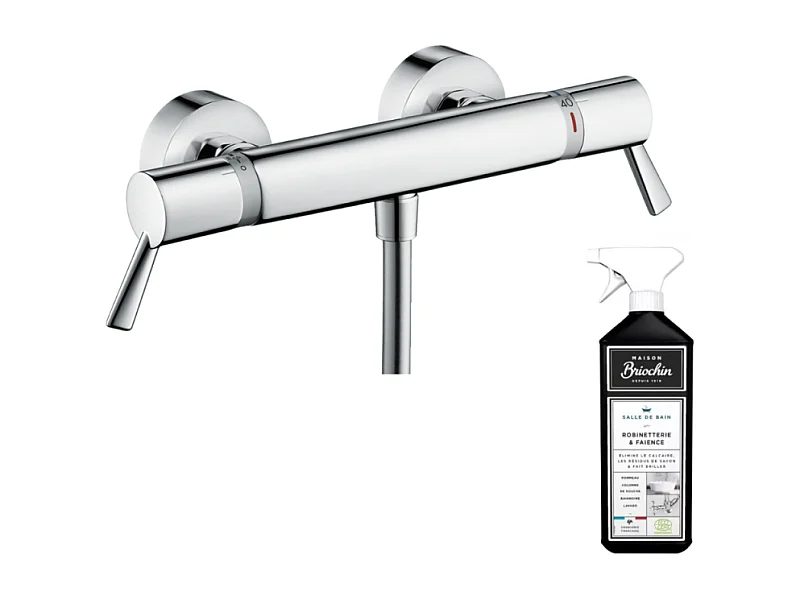 Mitigeur douche thermostatique HANSGROHE Ecostat Comfort Care chromé + nettoyant Briochin