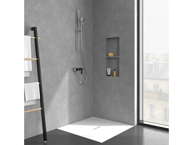 Mitigeur mécanique douche VILLEROY ET BOCH Architectura Square Chrome + Ensemble de douche Verve Showers 3 jets Chrome