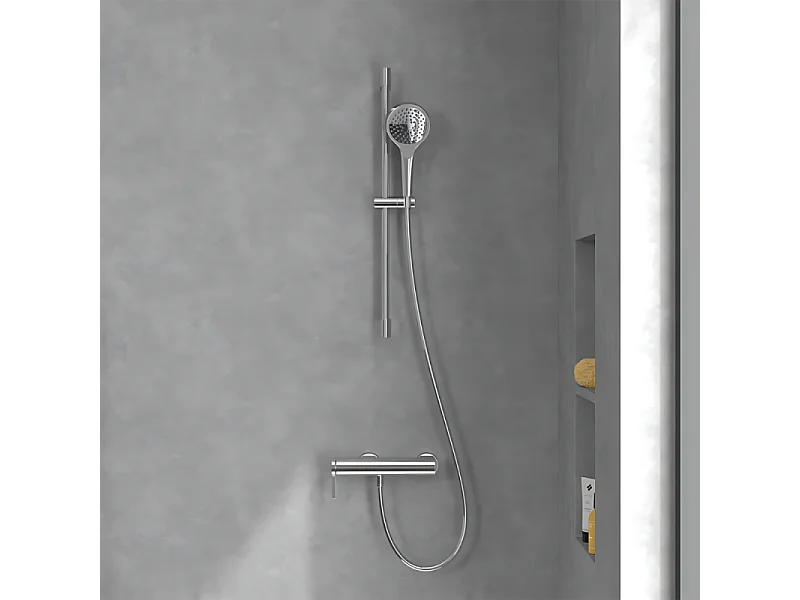 Mitigeur mécanique douche VILLEROY ET BOCH Dawn Chrome + Ensemble de douche VILLEROY ET BOCH Verve Showers 3 jets