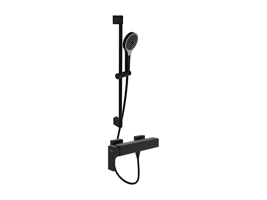 Mitigeur mécanique douche VILLEROY ET BOCH Subway 3.0 Chrome + Ensemble de douche VILLEROY ET BOCH Verve Showers 3 jets Noir mat