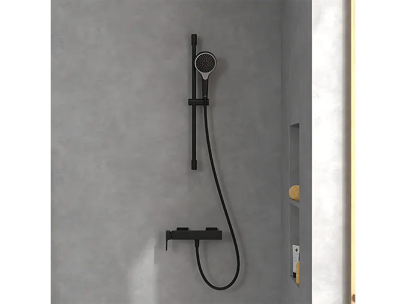 Mitigeur mécanique douche VILLEROY ET BOCH Subway 3.0 Chrome + Ensemble de douche VILLEROY ET BOCH Verve Showers 3 jets Noir mat