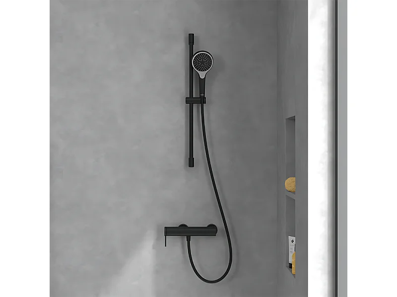 Mitigeur mécanique douche VILLEROY ET BOCH Loop & Friends+ Ensemble de doucheVerve Showers 3 jets Noir mat