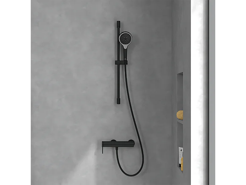 Mitigeur mécanique douche VILLEROY ET BOCH Loop & Friends+ Ensemble de doucheVerve Showers 3 jets Noir mat