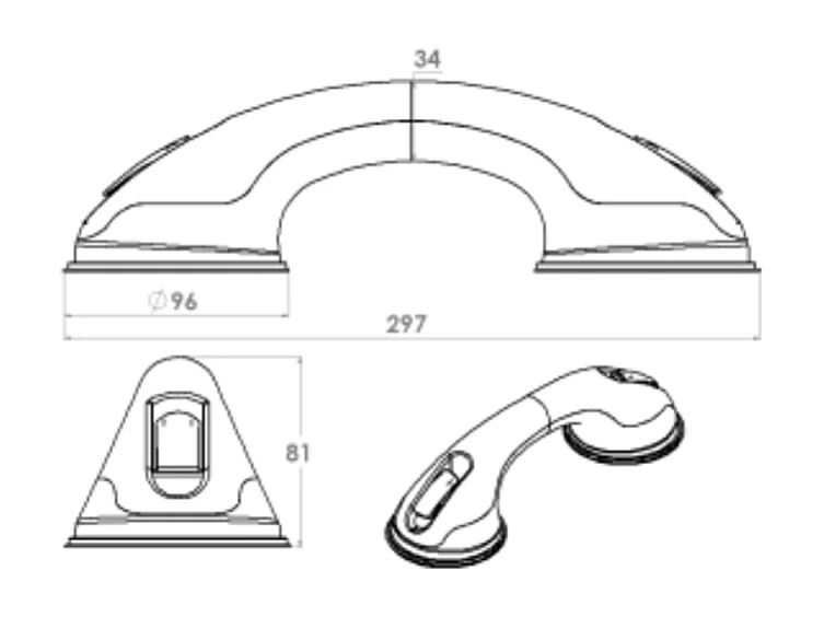 Tabouret de douche PMR PELLET Essentiel rond hauteur réglable + Barre à ventouse de maintien PMR PELLET 30 cm