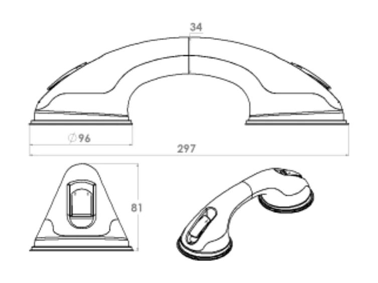 Tabouret de douche PMR PELLET Essentiel rond hauteur réglable + Barre à ventouse de maintien PMR PELLET 30 cm