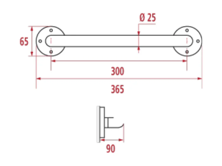 Lot de 2 barres de maintien droite PMR PELLET Essentiel acier époxy 30 cm blanc