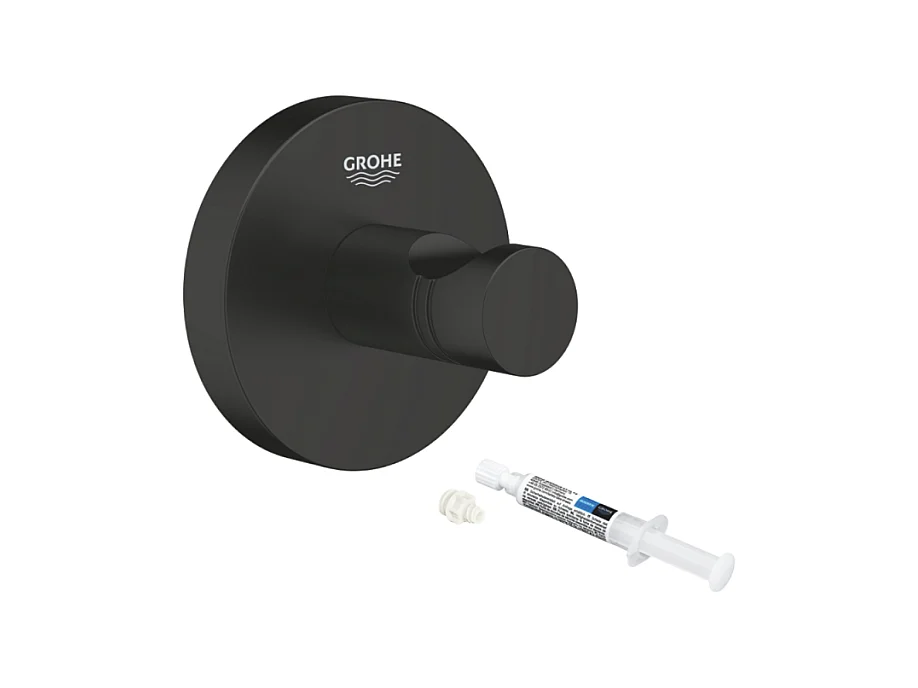 Patère murale GROHE Start noir mat + colle GROHE QuickGlue