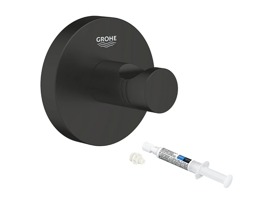 Patère murale GROHE Start noir mat + colle GROHE QuickGlue