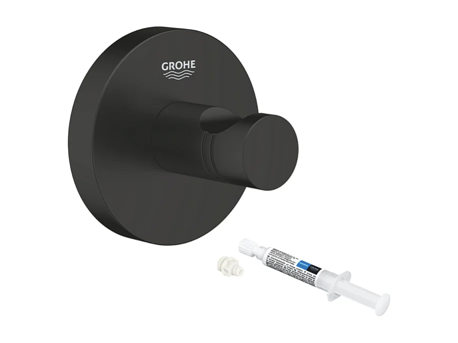 Patère murale GROHE Start noir mat + colle GROHE QuickGlue