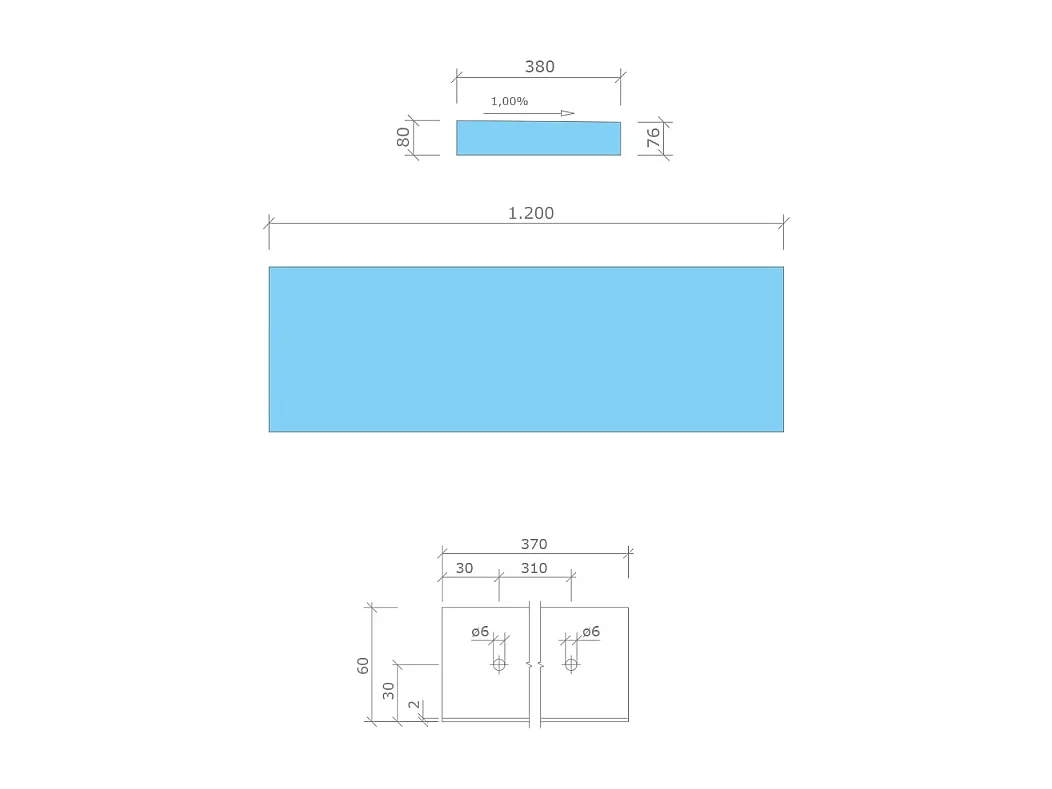 Banc de douche à carreler WEDI Sanoasa 4 suspendu assise droite
