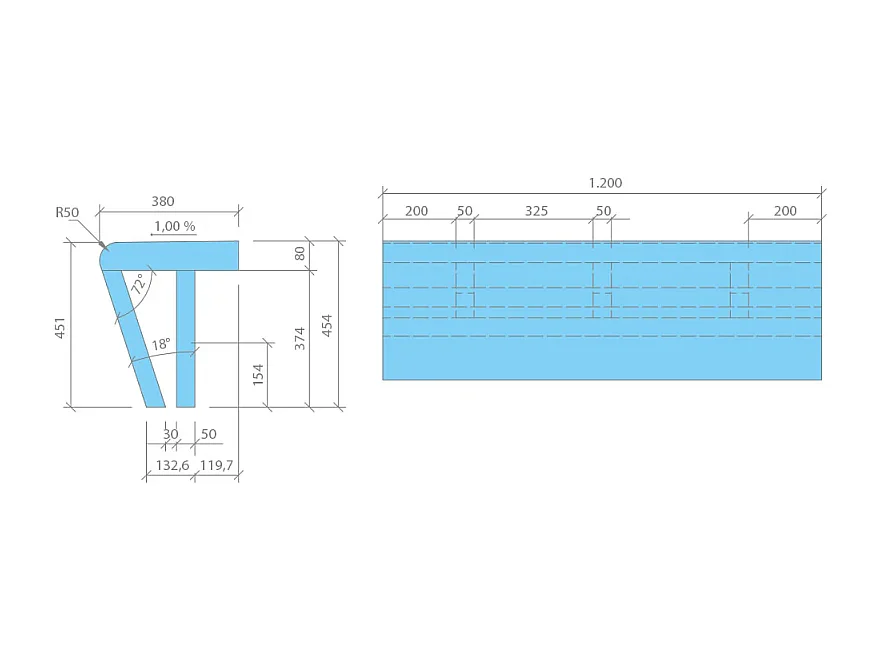 Banc de douche a carreler 120 cm WEDI Sanoasa 3 assise arrondi