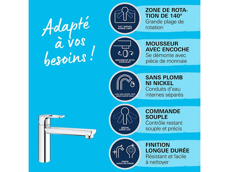 Robinet de cuisine GROHE StartLoop Chromé