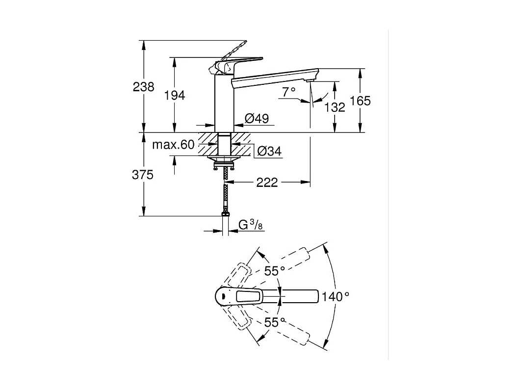 Robinet de cuisine GROHE StartLoop Chromé