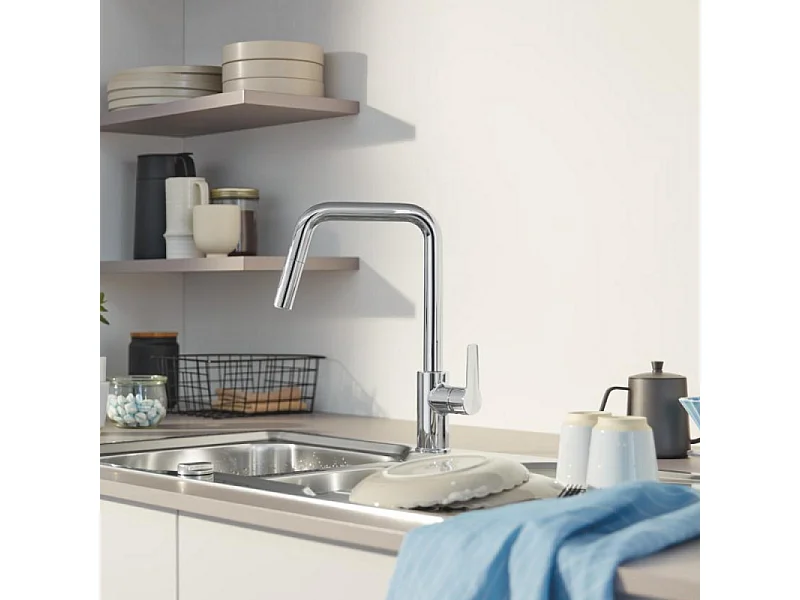 Grifo de cocina con chorro GROHE Start, caño alto cromado, 2 chorros