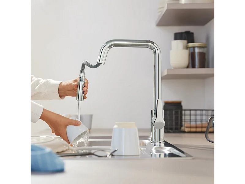 Grifo de cocina con chorro GROHE Start, caño alto cromado, 2 chorros