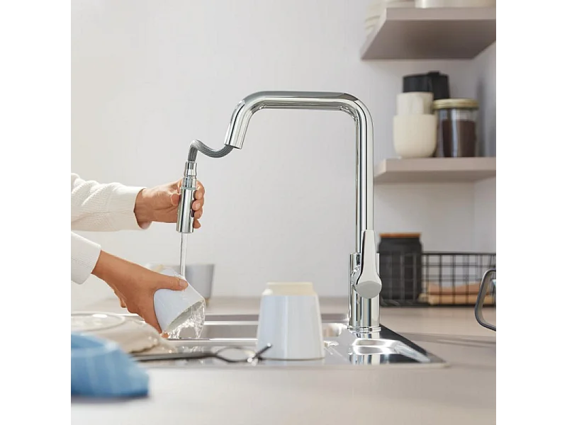 Grifo de cocina con chorro GROHE Start, caño alto cromado, 2 chorros