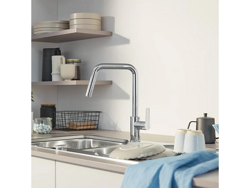 Grifo de cocina con chorro GROHE Start, caño alto cromado, 2 chorros