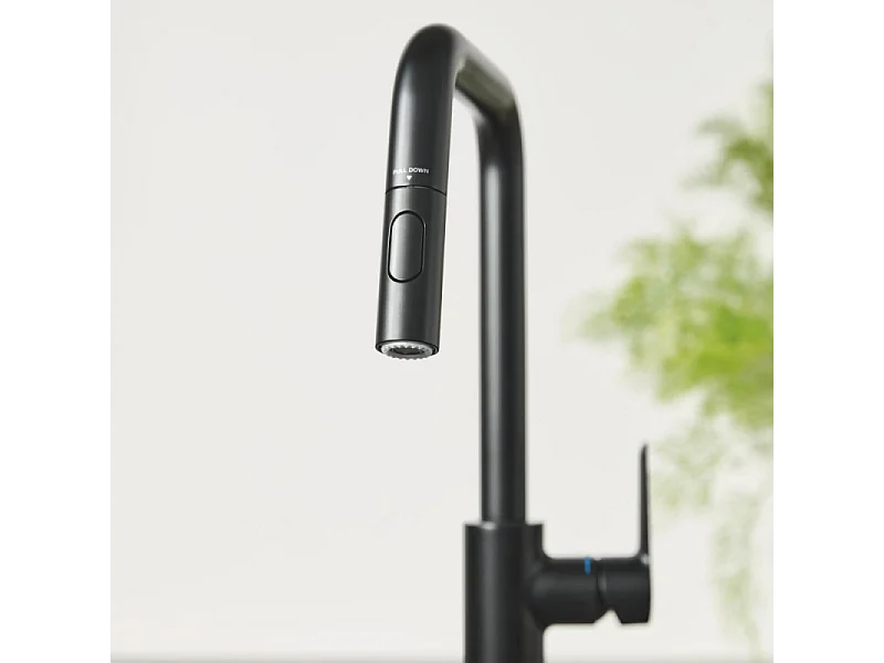 Robinet de cuisine avec douchette GROHE Start bec haut noir mat 2 jets