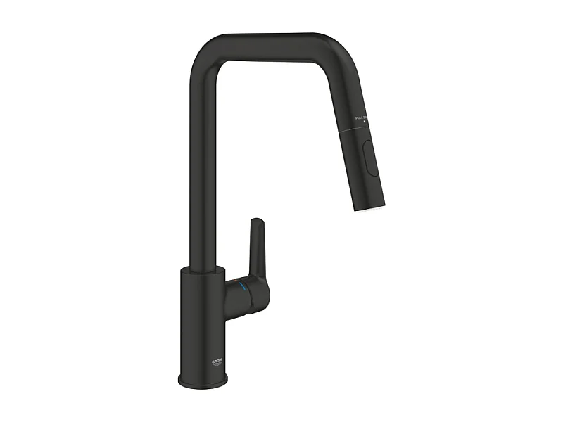 Robinet de cuisine avec douchette GROHE Start bec haut noir mat 2 jets