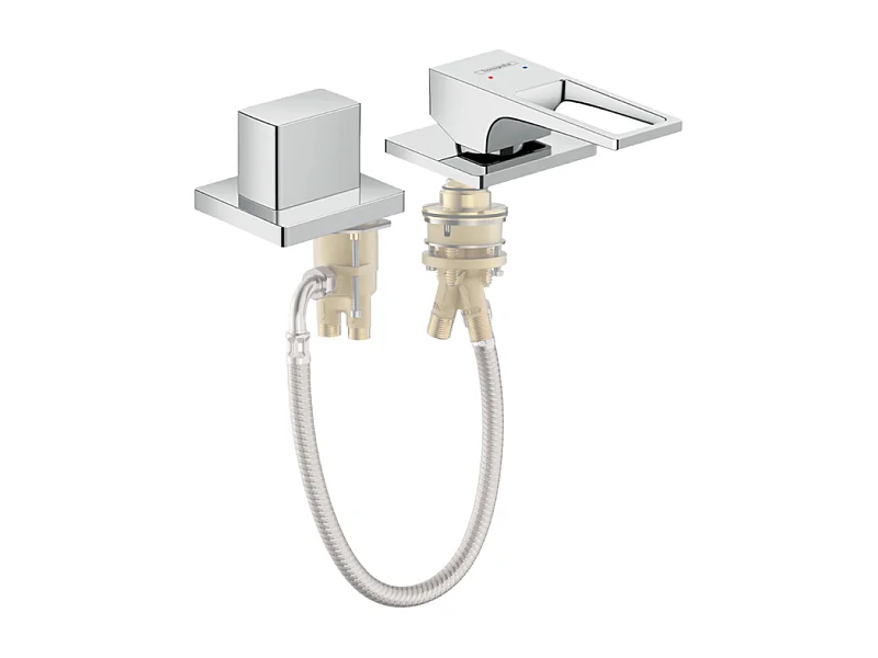 Mitigeur bain douche 2 sorties poignée étrier HANSGROHE Metropol chromé + corps encastré