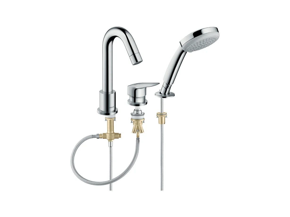 Mitigeur bain douche 3 trous HANSGROHE Logis chromé + corps encastré