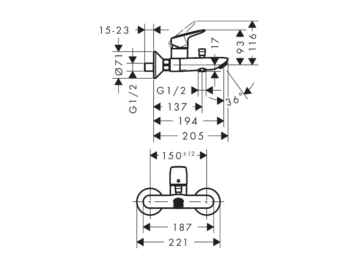 Mitigeur bain douche mécanique HANSGROHE Logis noir mat