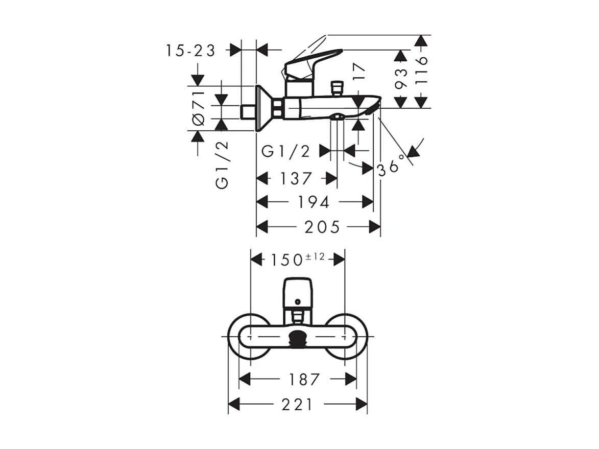Mitigeur bain douche mécanique HANSGROHE Logis noir mat