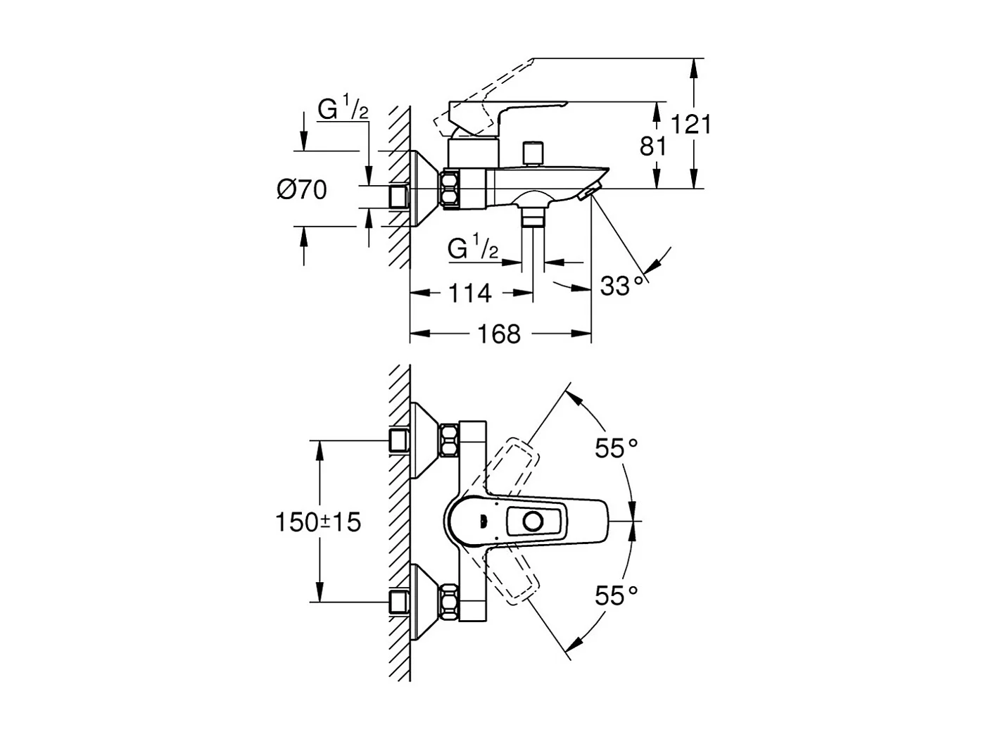 Mitigeur mécanique bain douche GROHE Start Loop chromé