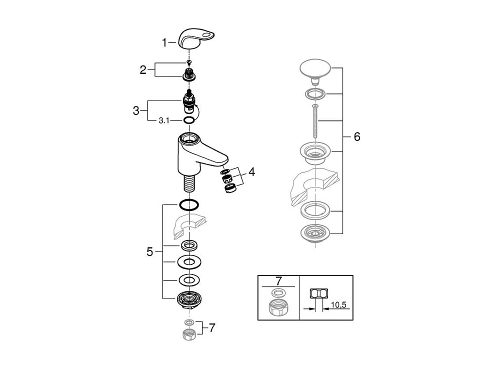 GROHE Swift grifo para lavabo apertura agua fría cromo