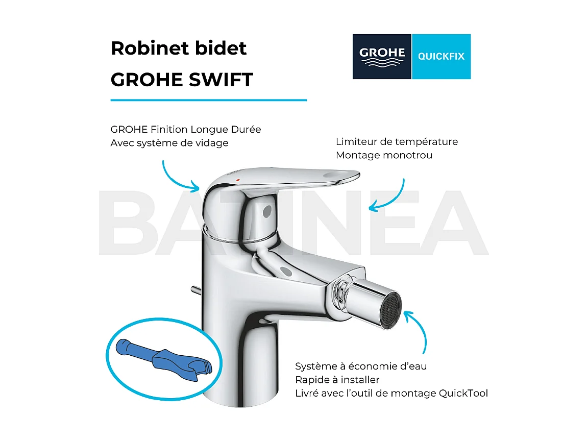Robinet bidet GROHE Swift chromé