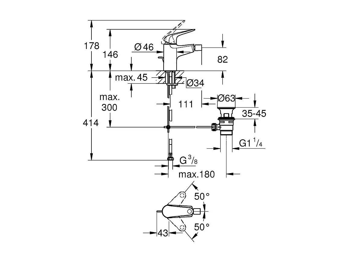 Robinet bidet GROHE Swift chromé