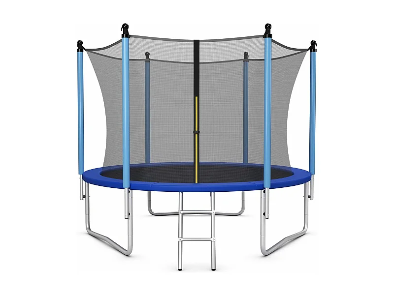 Ø305CM Buitentrampoline voor kinderen met veiligheidsnet, ronde tuintrampoline met stalen frame en 3 U-vormige poten, GS-certificering, draagvermogen 100 kg