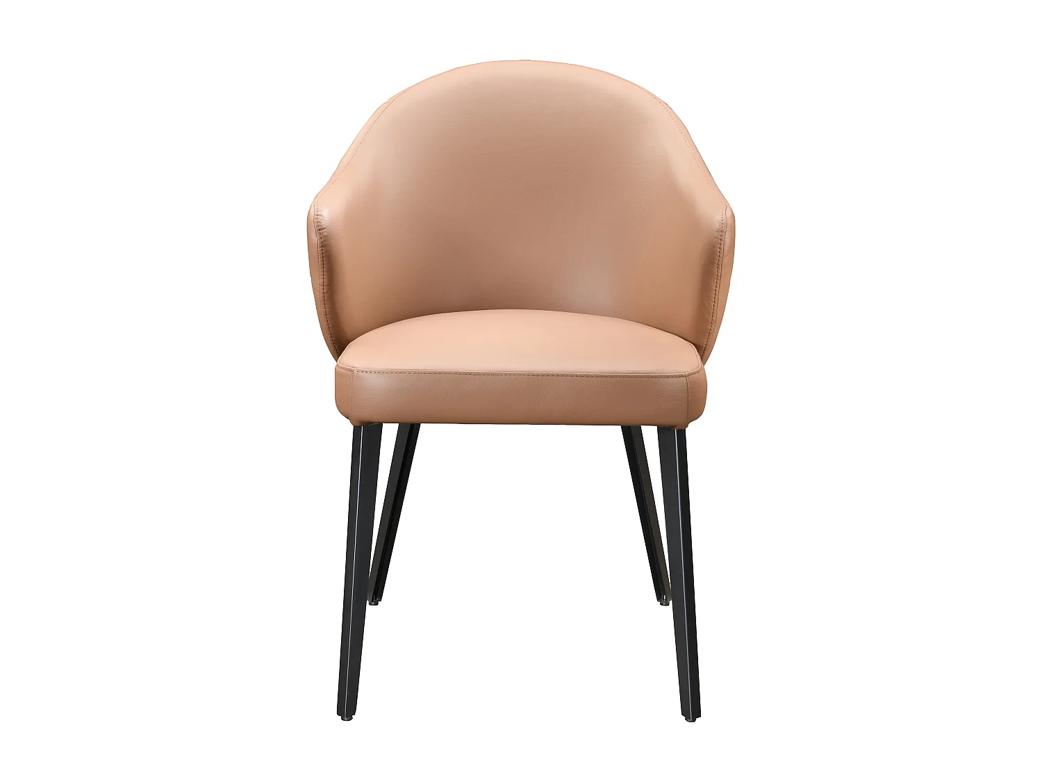 Lot de 2 chaises avec accoudoirs en cuir et acier noir - Camel - MIBELLY de Maison Céphy