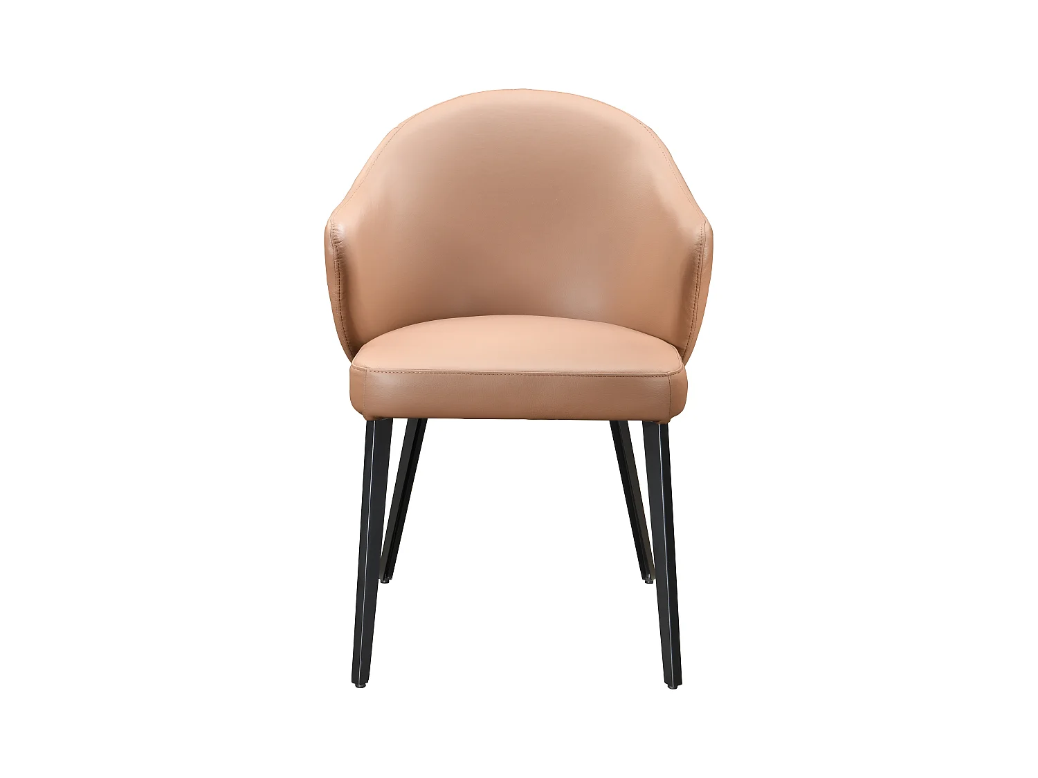 Lot de 6 chaises avec accoudoirs en cuir et acier noir - Camel - MIBELLY de Maison Céphy