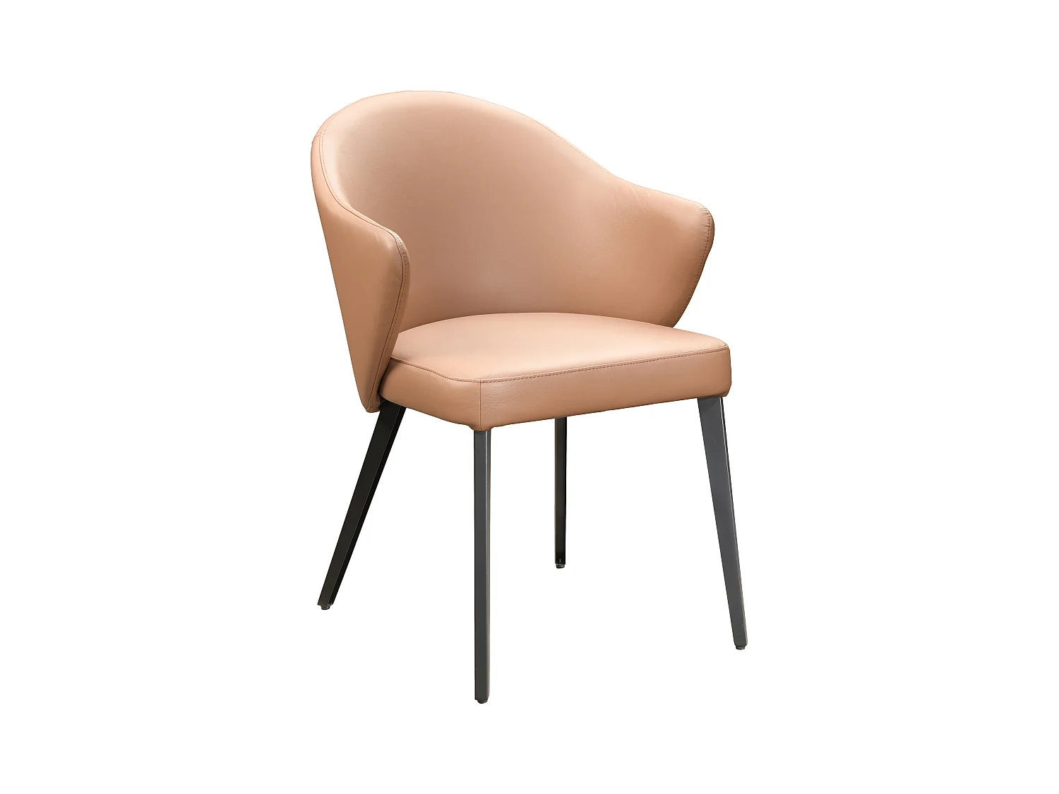 Lot de 6 chaises avec accoudoirs en cuir et acier noir - Camel - MIBELLY de Maison Céphy