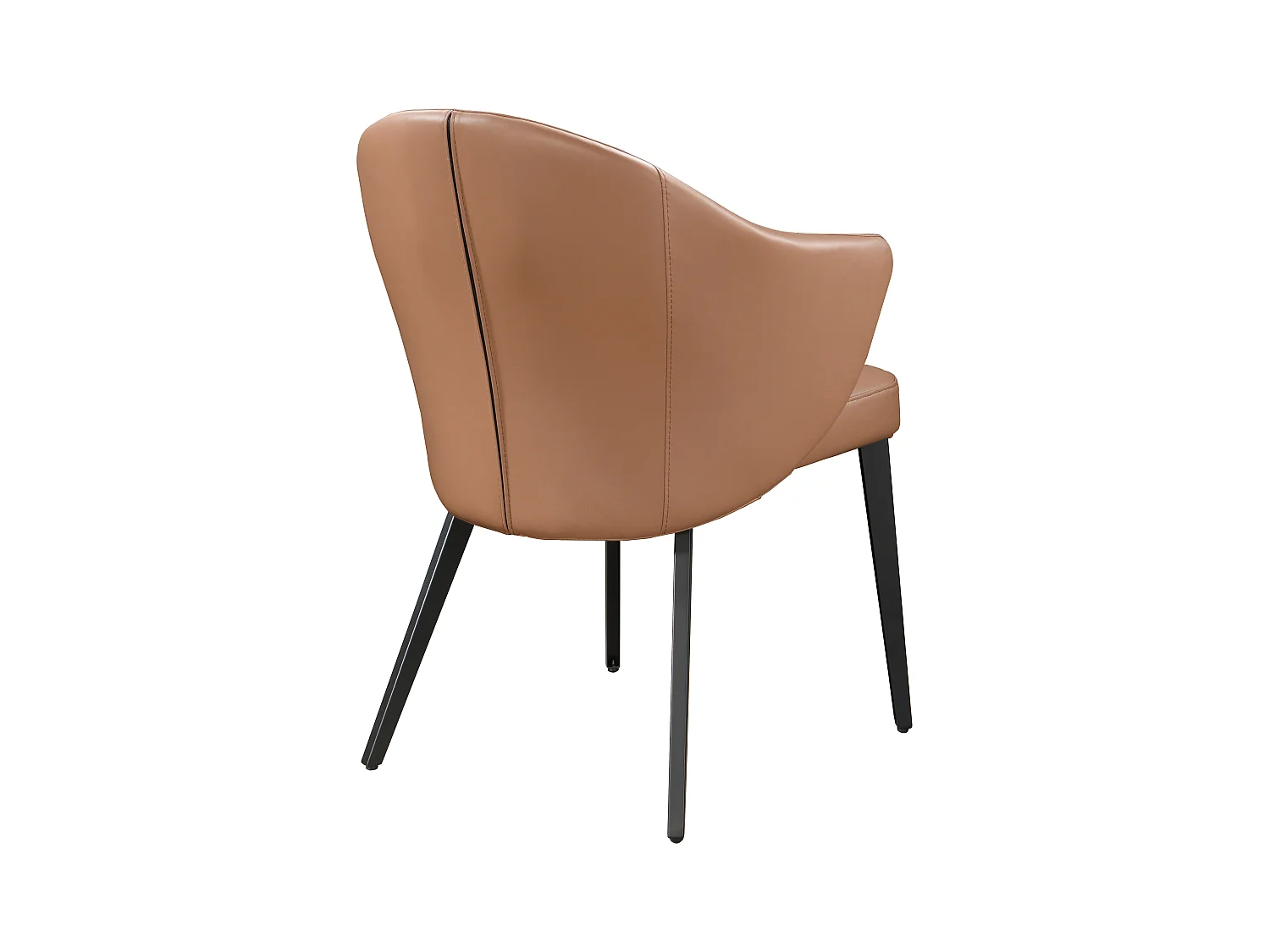 Lot de 6 chaises avec accoudoirs en cuir et acier noir - Camel - MIBELLY de Maison Céphy