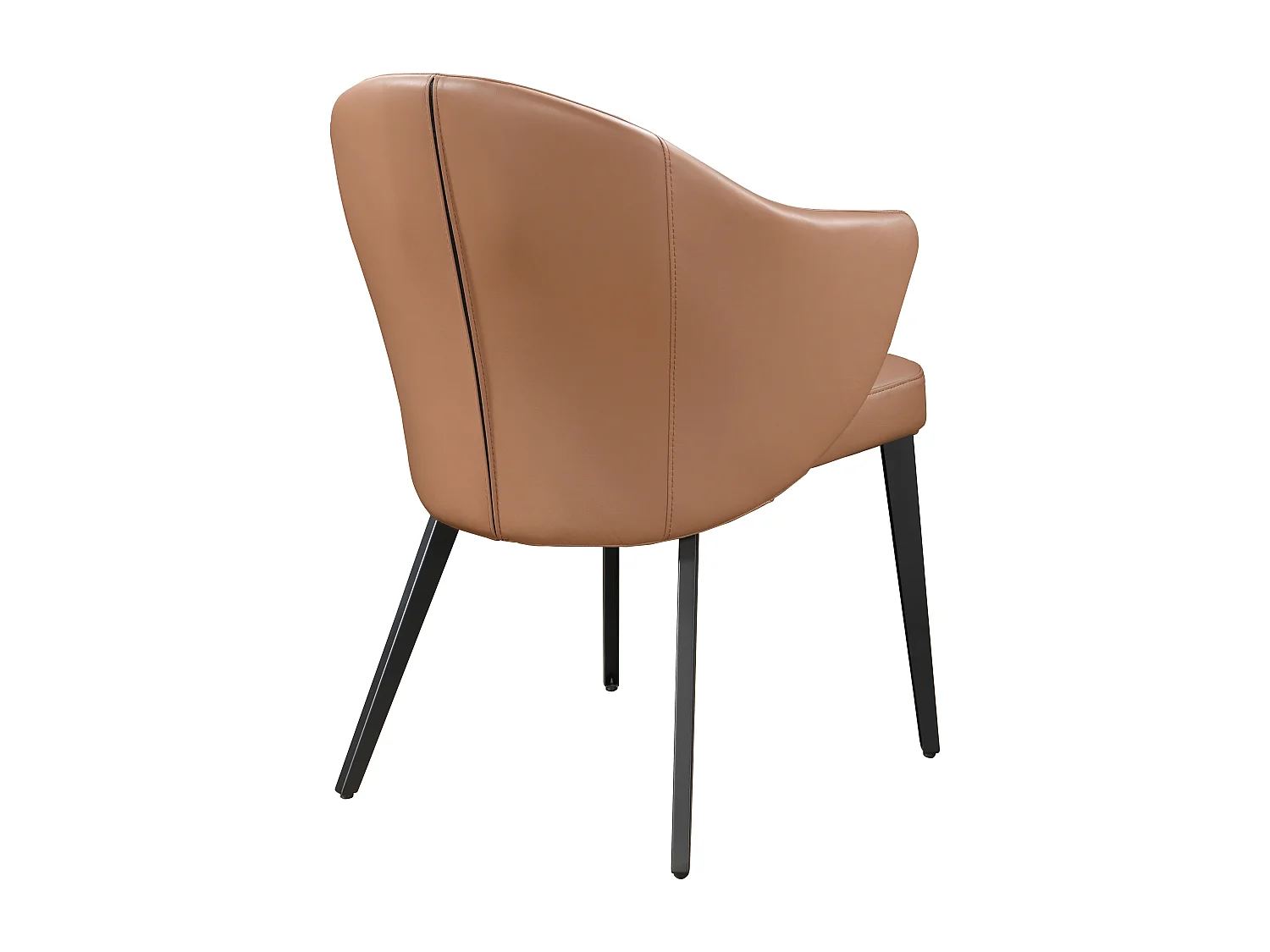 Lot de 6 chaises avec accoudoirs en cuir et acier noir - Camel - MIBELLY de Maison Céphy