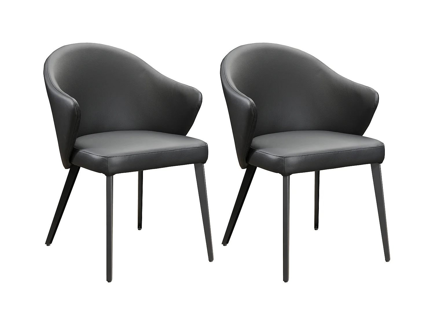 Sæt med 2 stole med armlæn i læder og stål - Sort - MIBELLY fra Maison Céphy