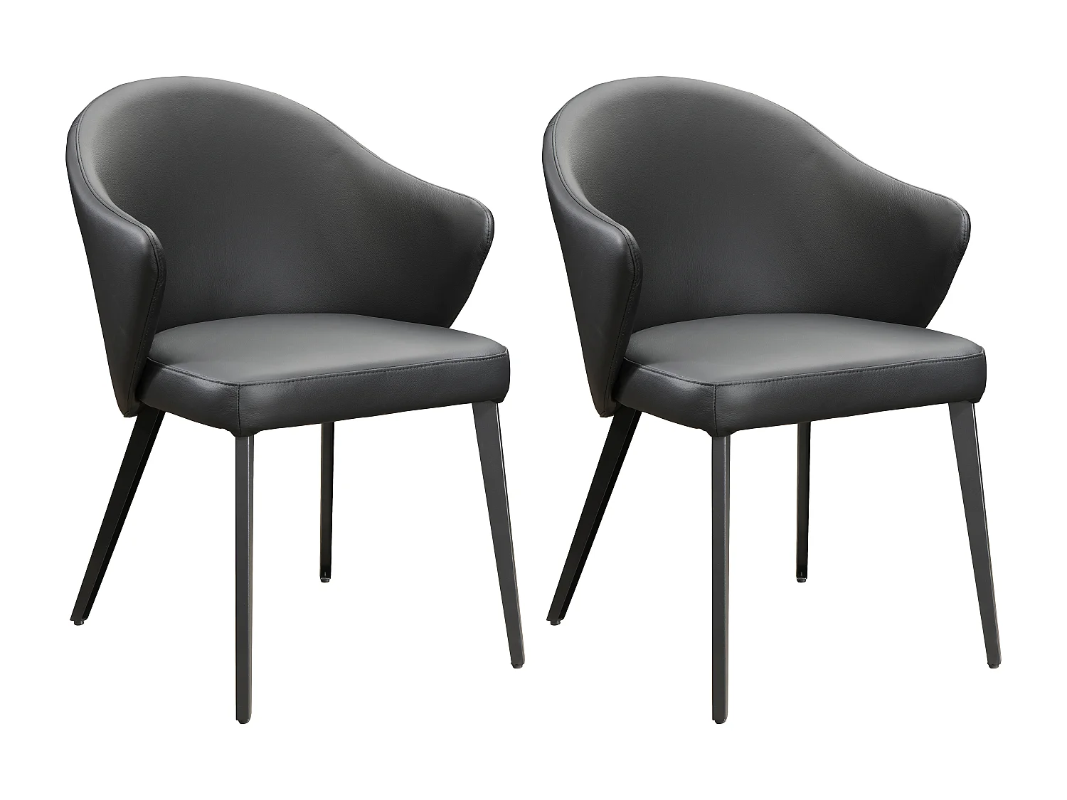 Lot de 2 chaises avec accoudoirs en cuir et acier - Noir - MIBELLY de Maison Céphy