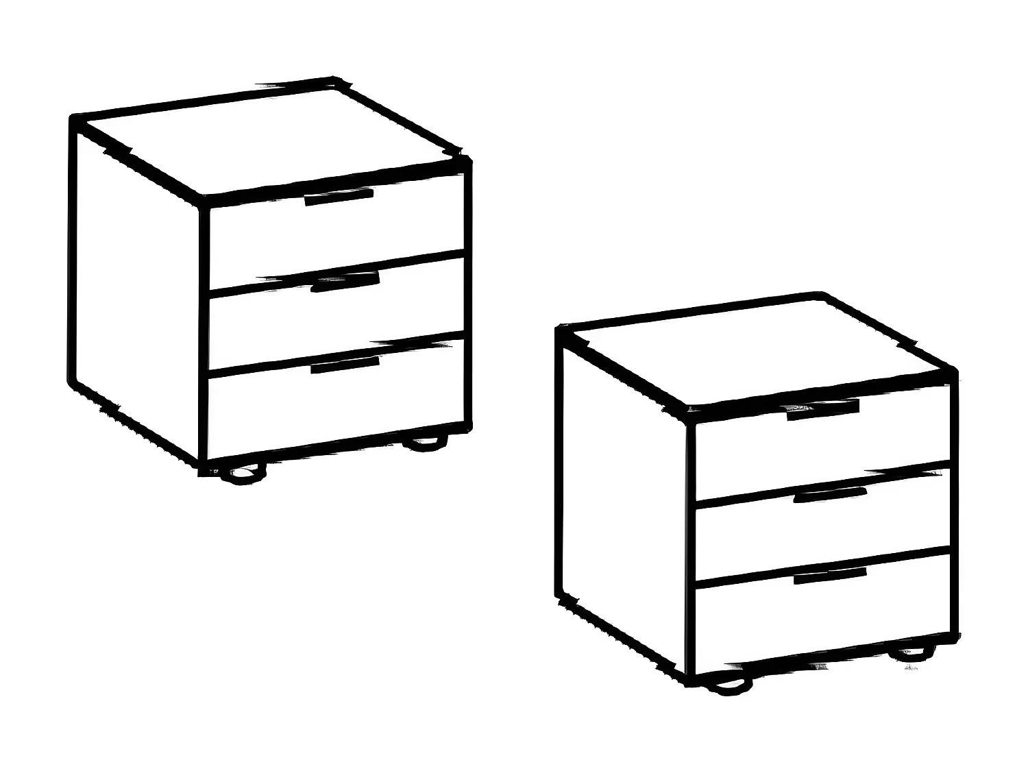 Lot de 2 tables de chevet, table de nuit avec 3 tiroirs coloris blanc, verre blanc