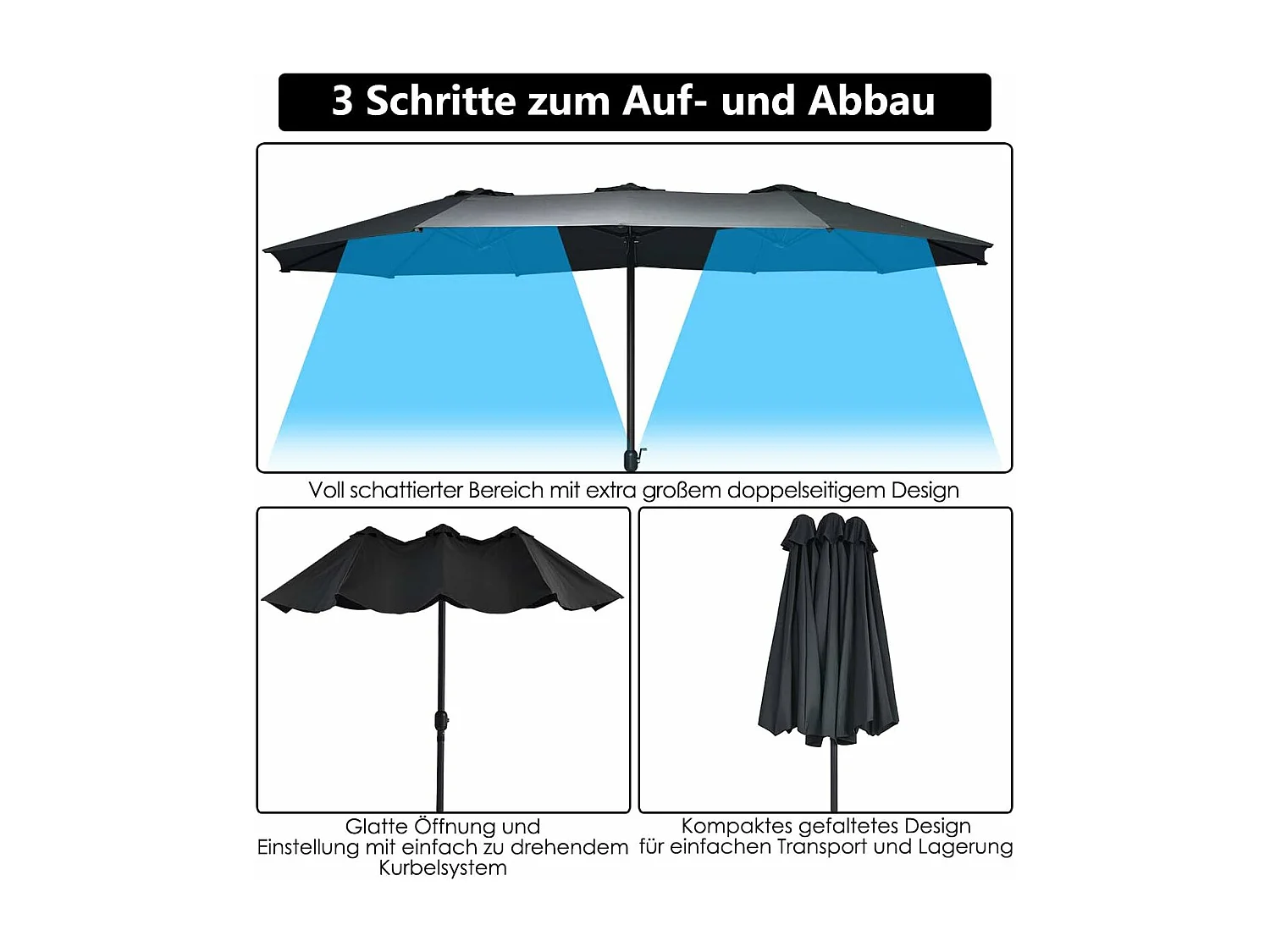 460x270cm Doppelsonnenschirm